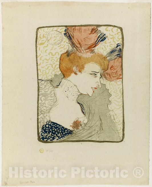 Art Print : Bust of Mademoiselle Marcelle Lender, Henri de Toulouse-Lautrec, c.1895, Vintage Wall Decor :