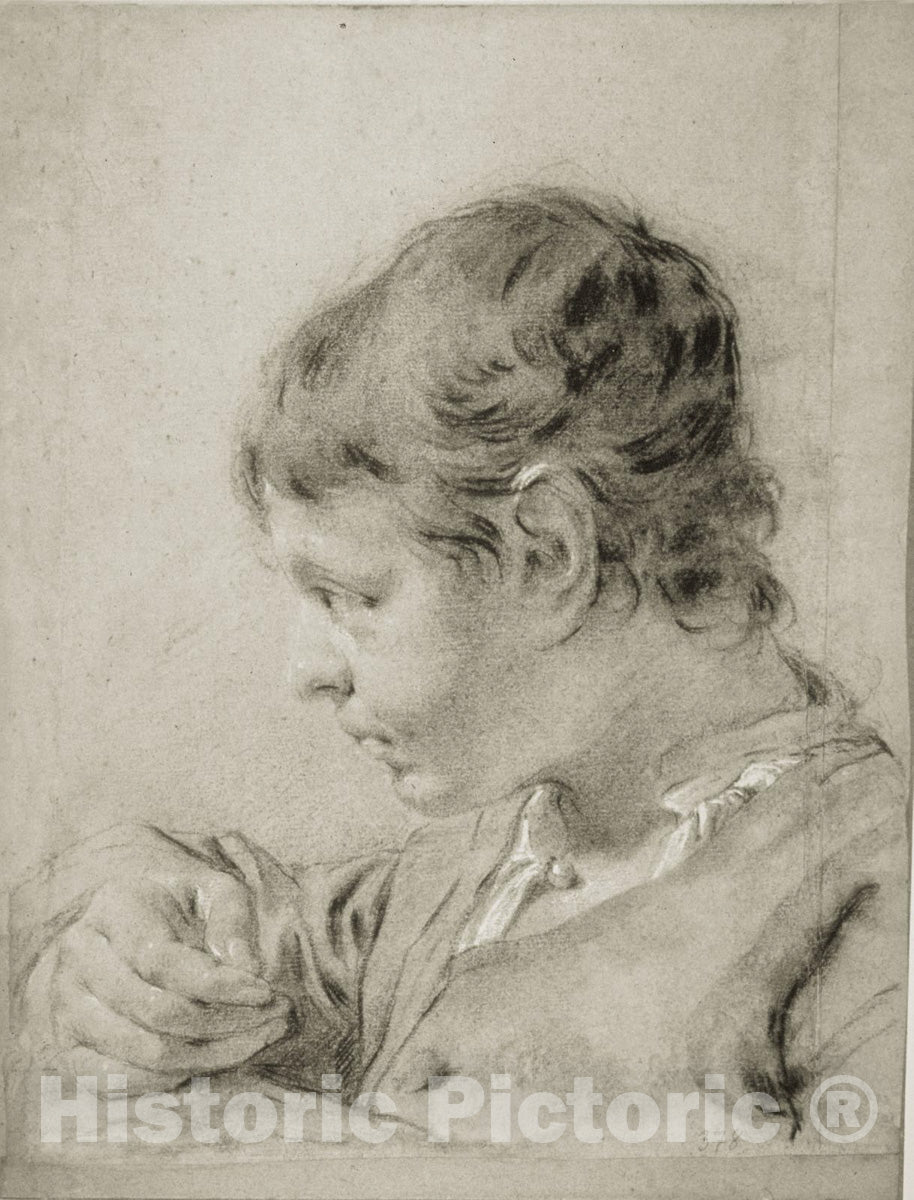 Art Print : Portrait of a Young Boy, Giovanni Battista Piazzetta, c 1925, Vintage Wall Decor :