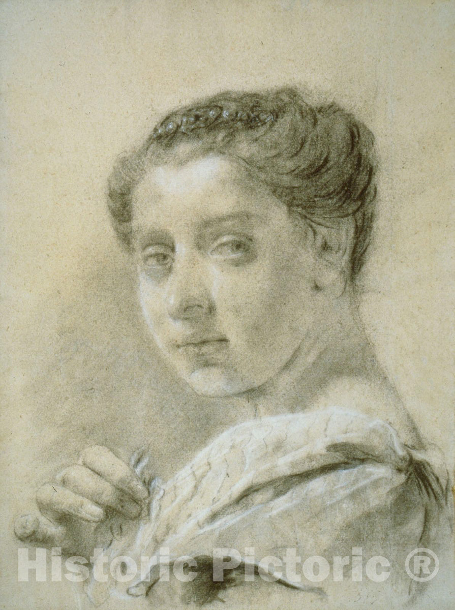 Art Print : Portrait of a Young Woman, Giovanni Battista Piazzetta, c 1600, Vintage Wall Decor :