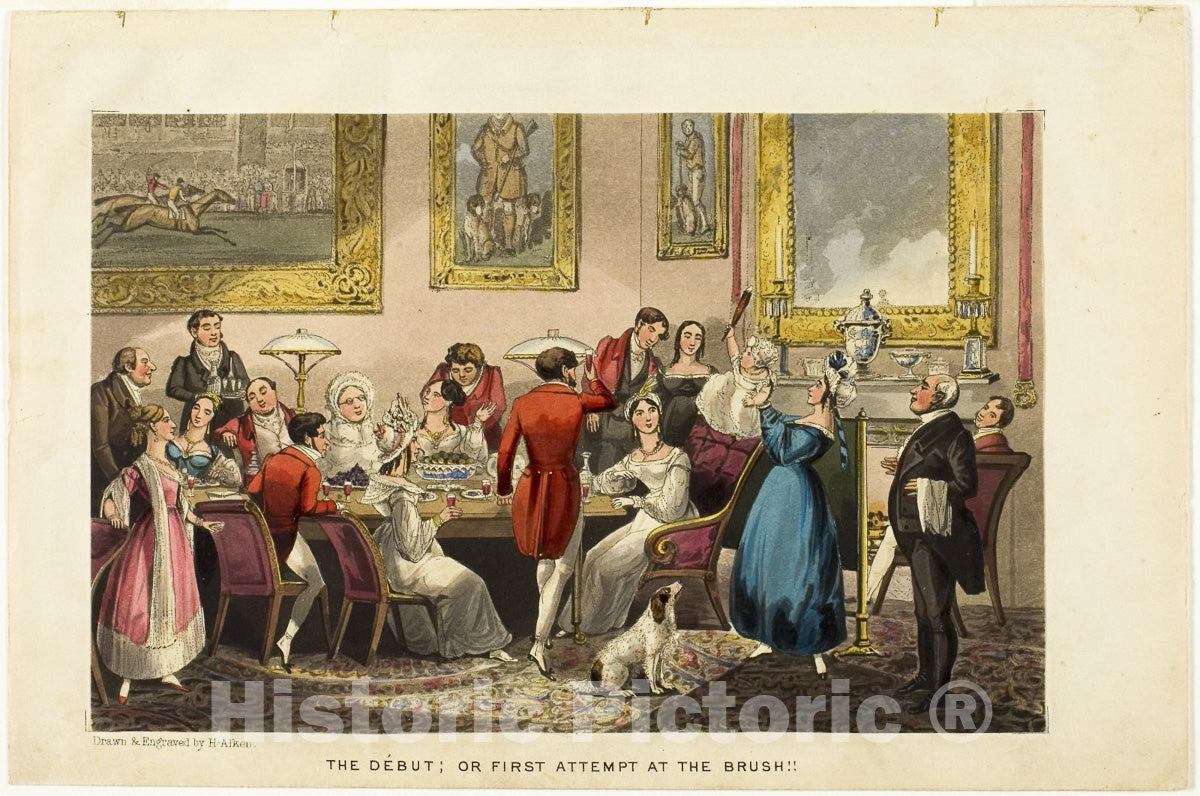Art Print : The Debut; or First Attempt at the Brush!!, Henry Alken, c 1822, Vintage Wall Decor :