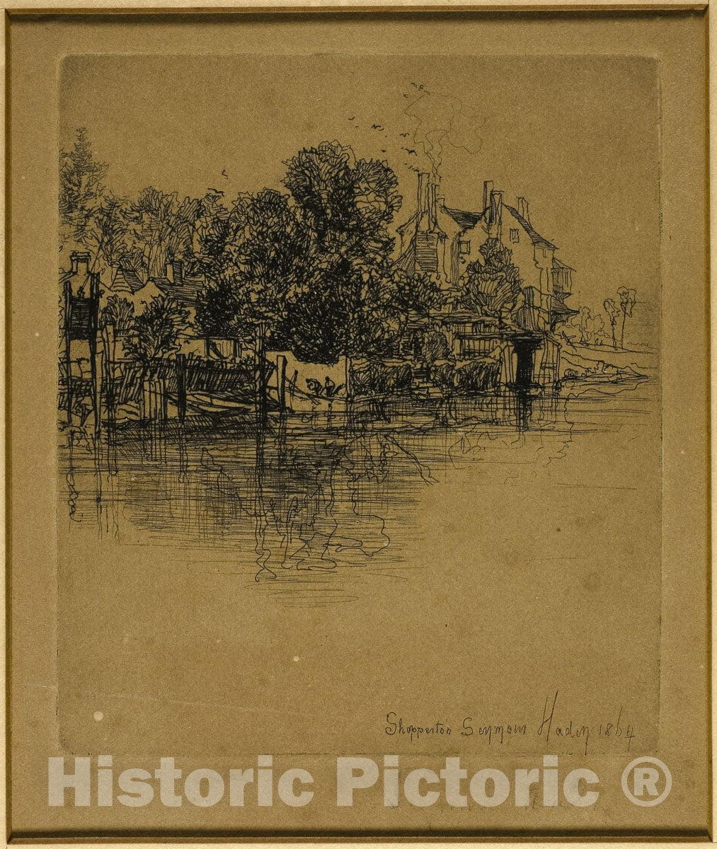 Art Print : Shepperton, Francis Seymour Haden, c 1879, Vintage Wall Decor :
