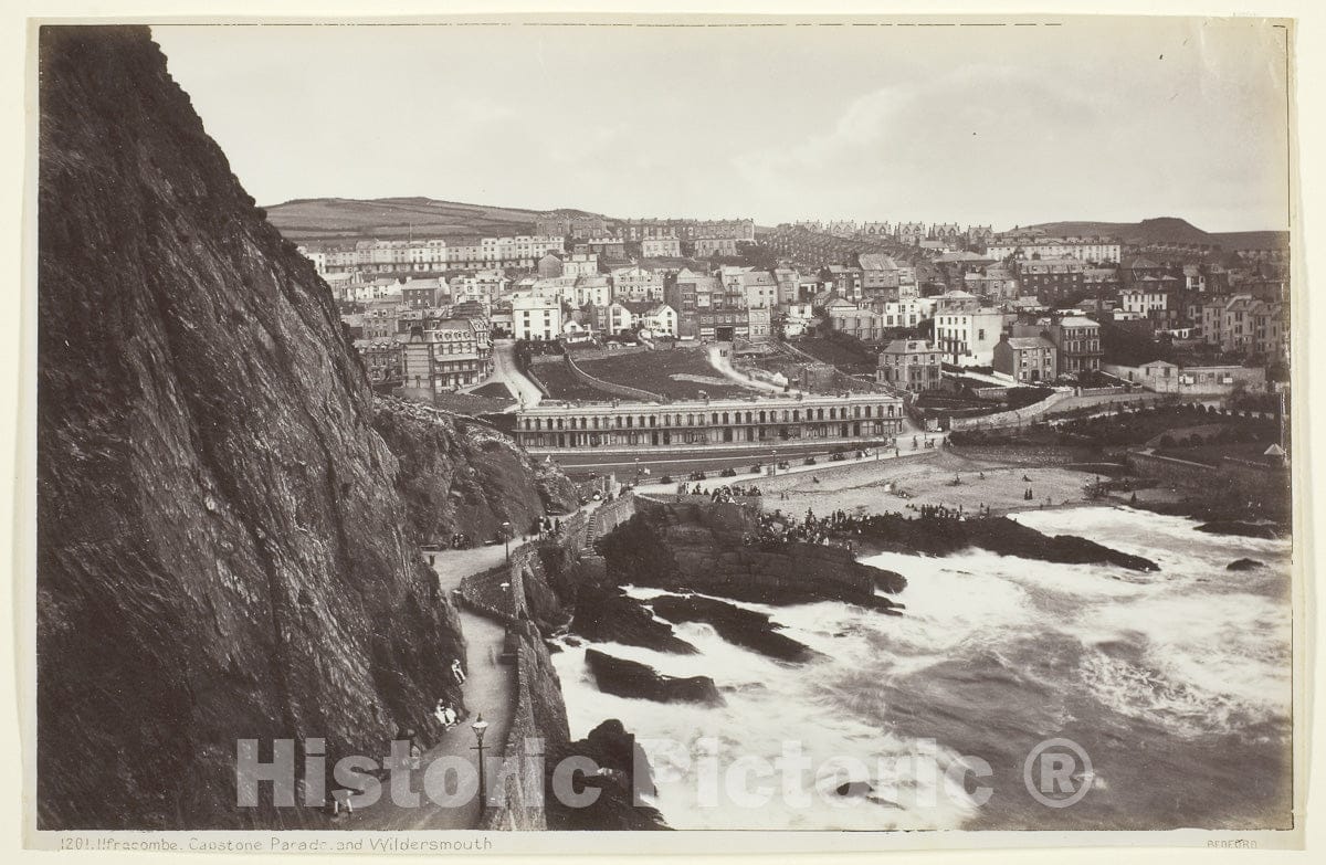 Art Photo : Ilfracombe, Capstone Parade and Wildersmouth, Francis Bedford, c.1877, Vintage Wall Decor :
