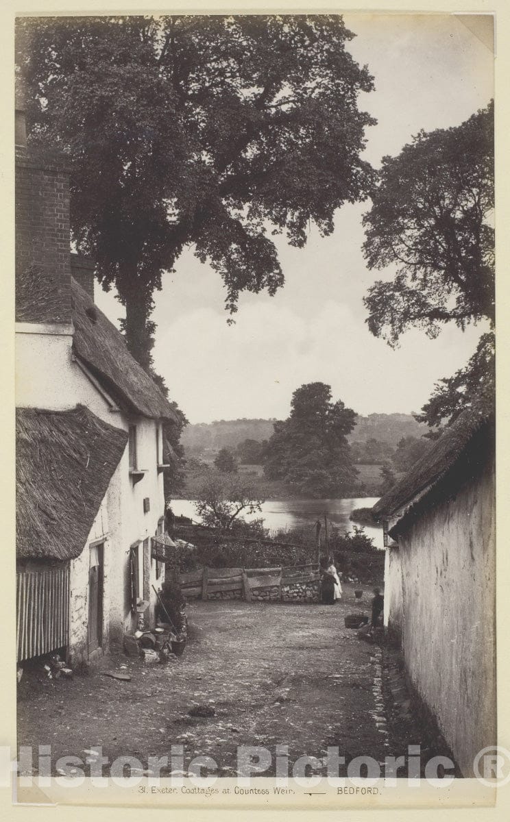 Art Photo : thirty-one Exeter, Cottages at Countess Weir, Francis Bedford, c.1877, Vintage Wall Decor :