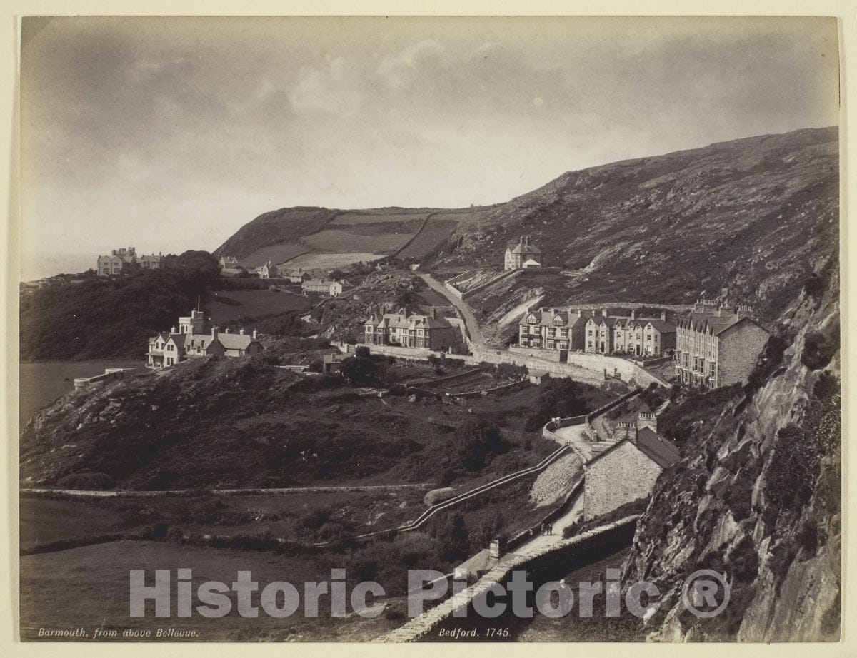 Art Photo : Barmouth, from above Bellevue, Francis Bedford, c 1855, Vintage Wall Decor :