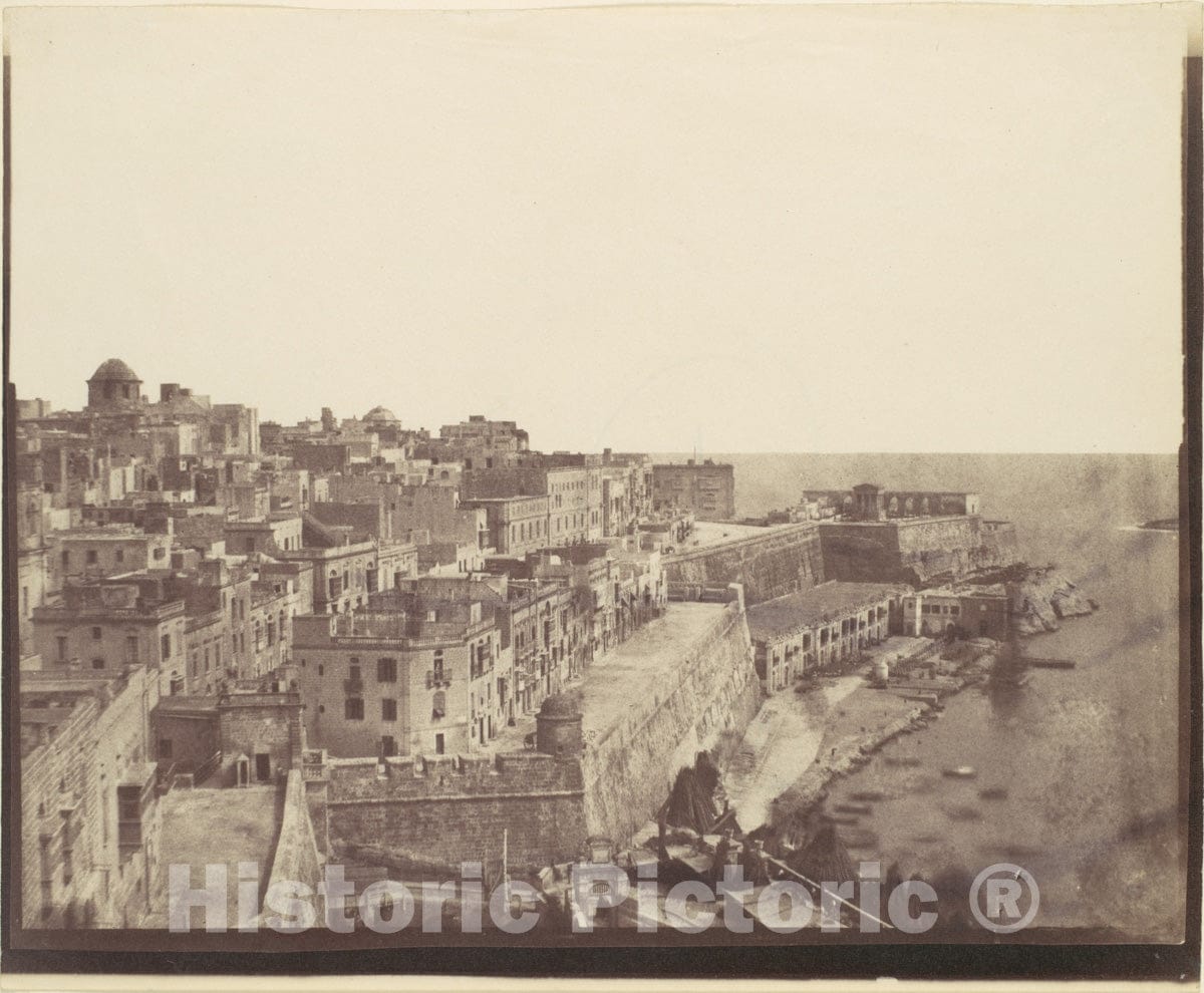 Photo Print : Calvert Richard Jones - The Harbor at Valletta, Malta : Vintage Wall Art