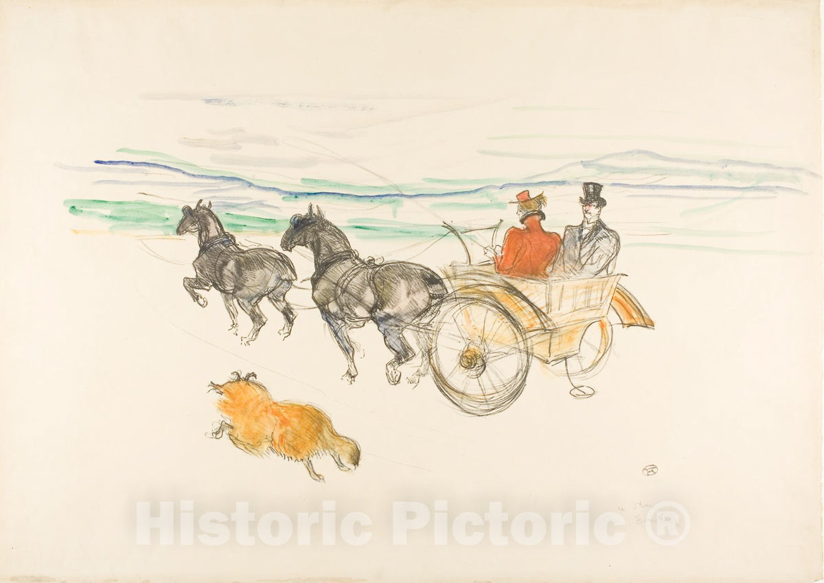 Art Print : Double harness, Henri de Toulouse-Lautrec, c 1858, Vintage Wall Decor :
