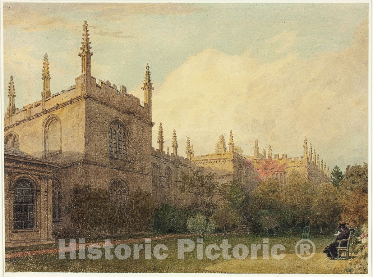 Art Print : University Buildings from Exeter College Gardens, Frederick MacKenzie, c 1931, Vintage Wall Decor :