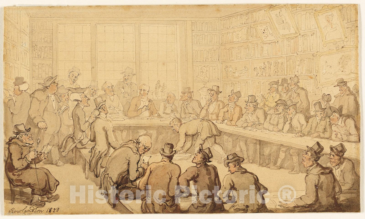 Art Print : Study for Dr. Syntax at a Book Auction, Thomas Rowlandson, c.1551, Vintage Wall Decor :