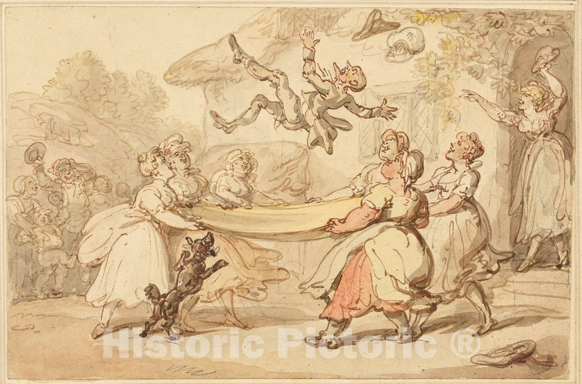 Art Print : The Doctors Punishment Put in Execution to the Small Entertainment of the Whole Village, Thomas Rowlandson, c 1600, Vintage Wall Decor :