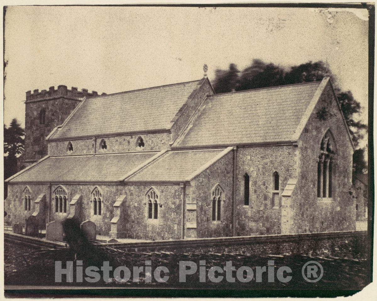 Photo Print : St. Cyriac Church at Lacock Abbey, Ghost Figure of Man in a Top Hat in Foreground : Vintage Wall Art