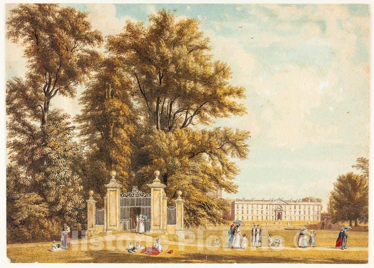 Art Print : Entrance to the Avenue from Clare Hall Piece, Cambridge, William Westall, c 1919, Vintage Wall Decor :