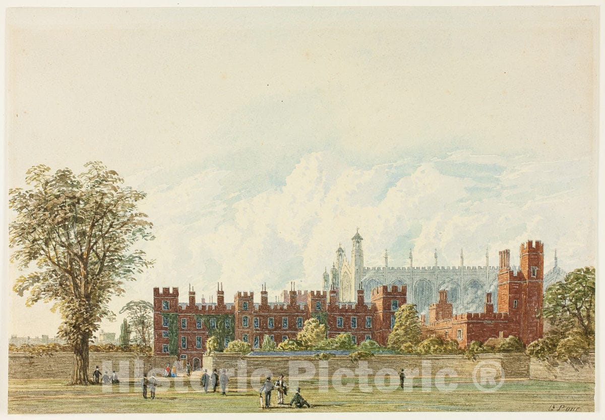Art Print : Eton from the Playing-Fields, George Pyne, c 1855, Vintage Wall Decor :