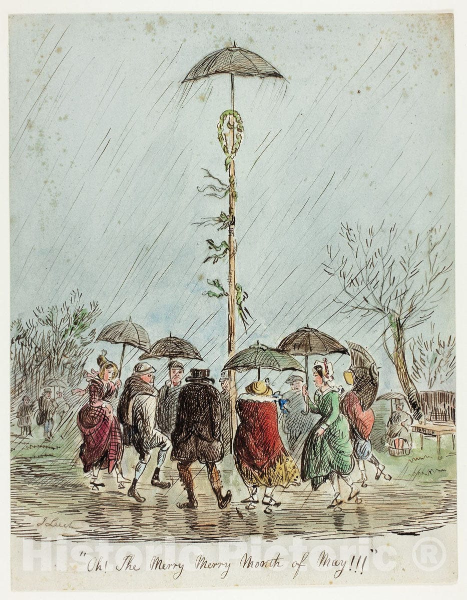 Art Print : Oh! The Merry, Merry Month of May!!!, John Leech, c.1851, Vintage Wall Decor :