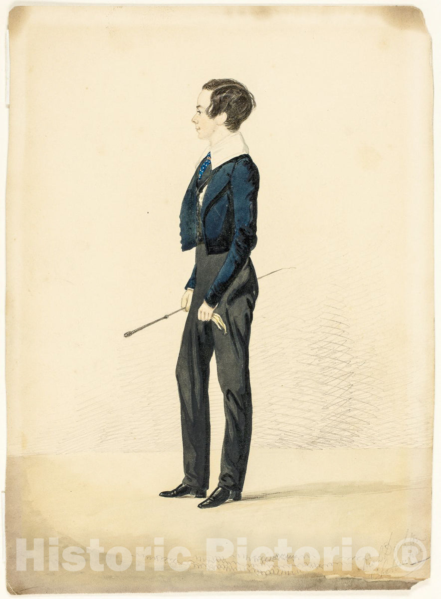 Art Print : Boy in an Eton Collar, Richard Dighton, c.1818, Vintage Wall Decor :
