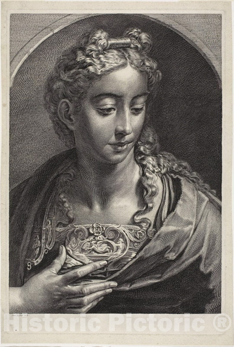 Art Print : Athena, from Cabinet Reynst; , Cornelis Visscher, c.1545, Vintage Wall Decor :