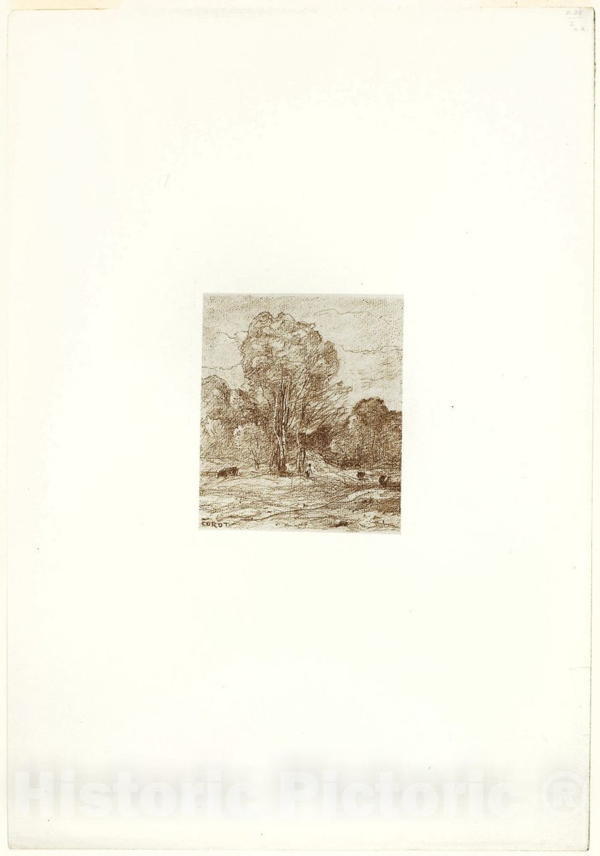 Art Print : The Cow Pasture, Jean Baptiste Camille Corot, c 1887, Vintage Wall Decor :