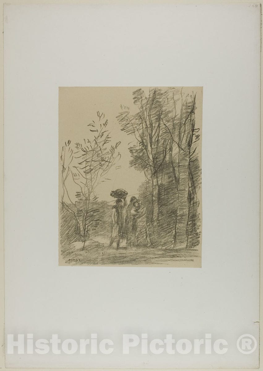 Art Print : The Meeting in the Woods, Jean Baptiste Camille Corot, c 1890, Vintage Wall Decor :