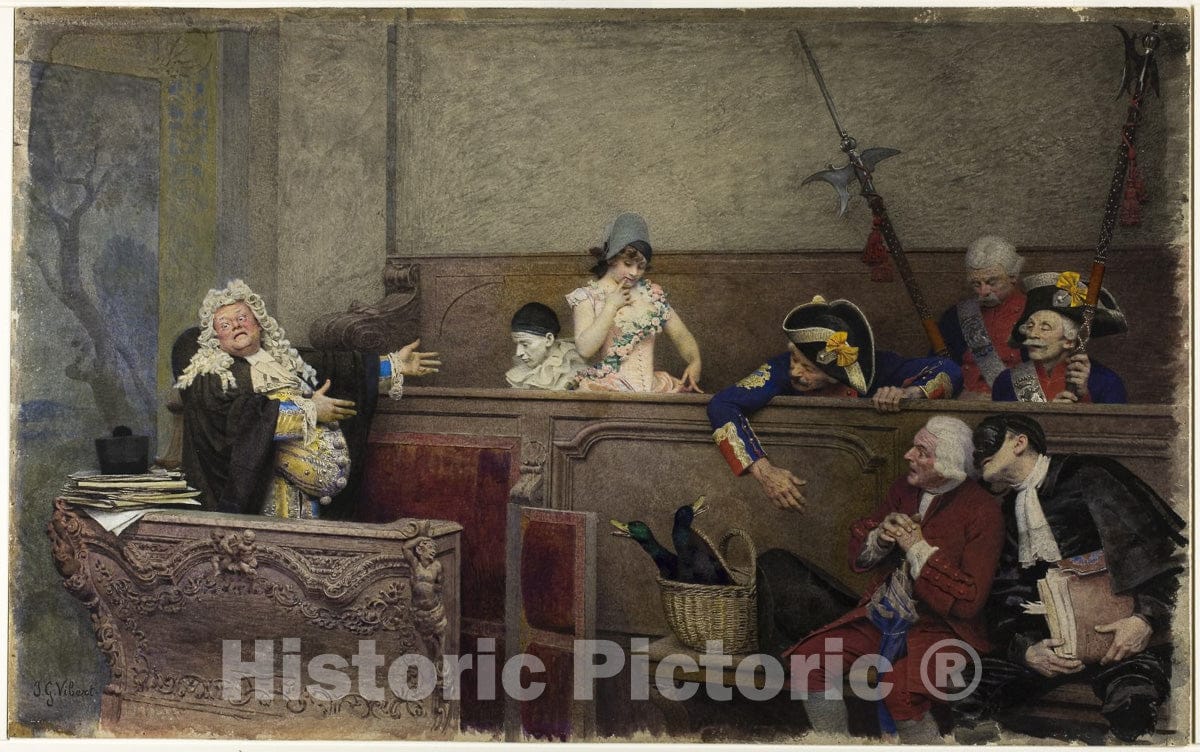 Art Print : Trial of Pierrot, Jehan Georges Vibert, c 1835, Vintage Wall Decor :
