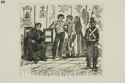 Art Print : Corrido:The Death Room of a Sentenced Man, Jose Guadalupe Posada, c 1850, Vintage Wall Decor :