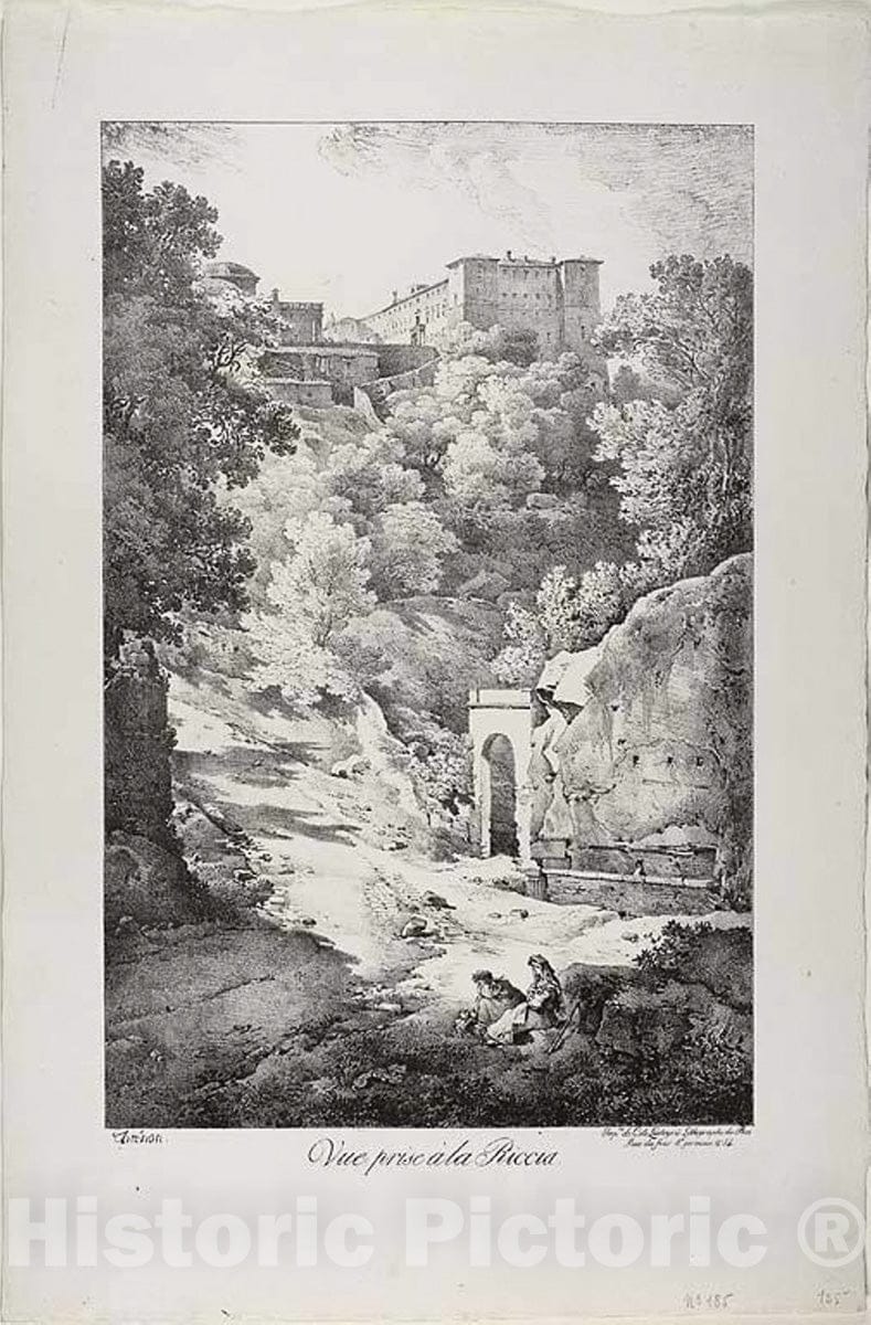Art Print : View from La Riccia, Claude Thienon , c 1857, Vintage Wall Decor :