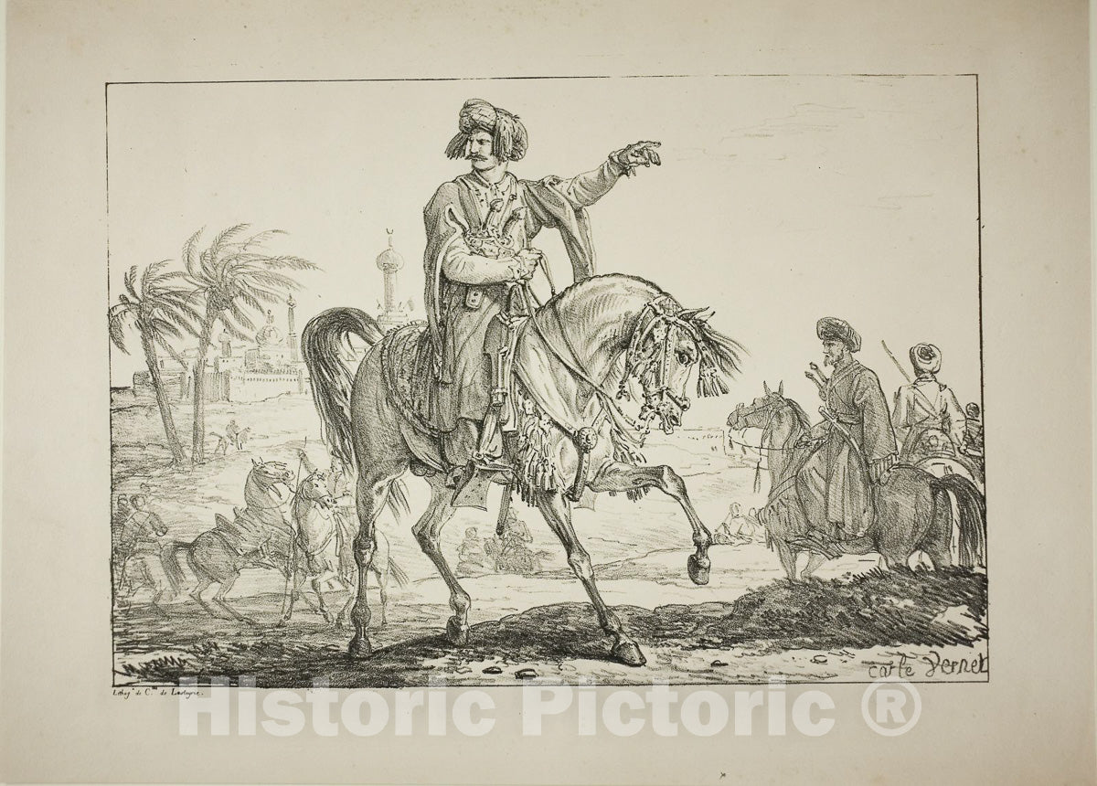 Art Print : Chief Mameluk, Carle Vernet, c 1856, Vintage Wall Decor :