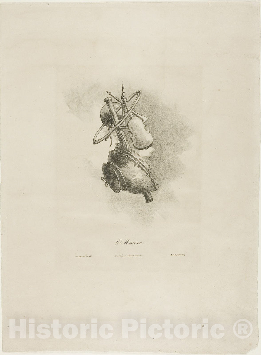 Art Print : The Musician, from Arts et Metiers, Bernard Gaillot, c 1855, Vintage Wall Decor :
