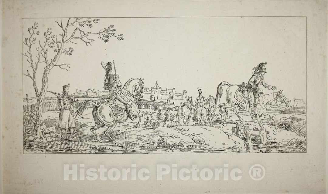 Art Print : The Siege, Carle Vernet, c 1920, Vintage Wall Decor :