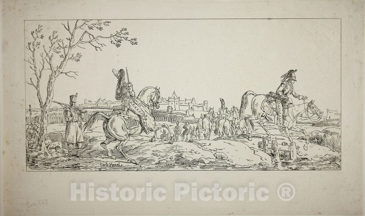 Art Print : The Siege, Carle Vernet, c 1920, Vintage Wall Decor :