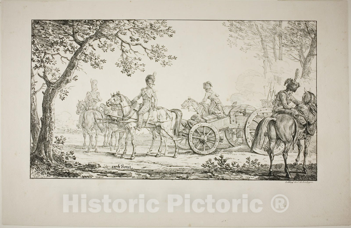 Art Print : Harnessed Artillery, Carle Vernet, c.1821, Vintage Wall Decor :