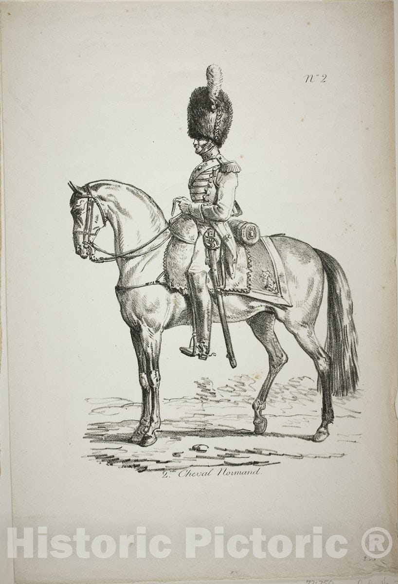 Art Print : Royal Guard, Norman Mounted Soldier and Horse, No. 2, Carle Vernet, c 1818, Vintage Wall Decor :