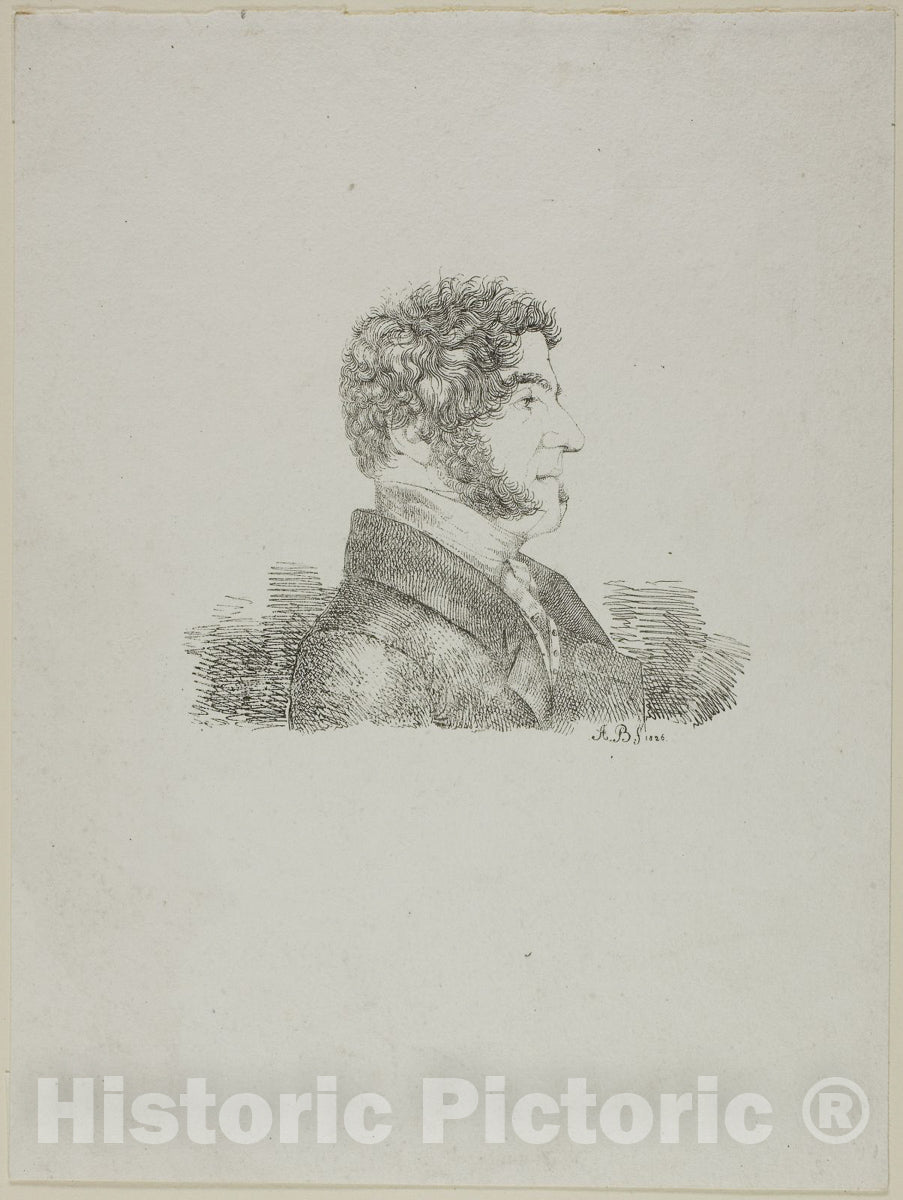 Art Print : Portrait of a Man in Profile, Monogrammist A.B., c 1816, Vintage Wall Decor :