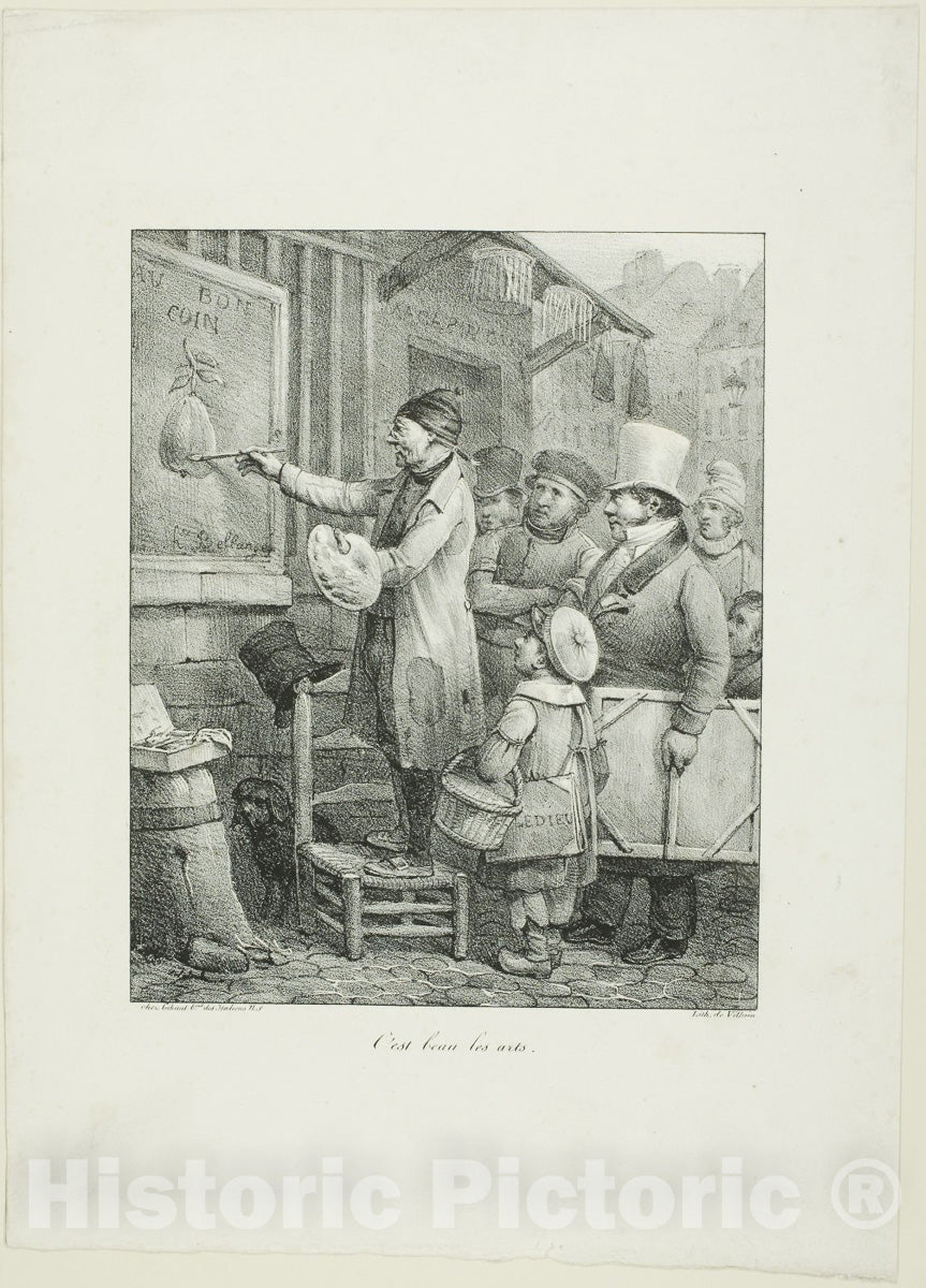 Art Print : How Beautiful are the Arts, from Croquis Lithographiques...1823, Hippolyte Bellange, c.1900, Vintage Wall Decor :