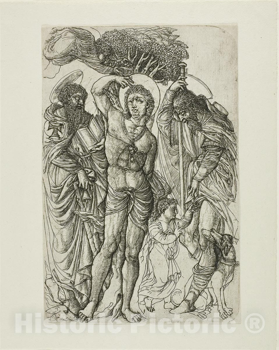 Art Print : Saint Sebastian, Saint Anthony, and Saint Roch, Jean Duvet, c 1515, Vintage Wall Decor :