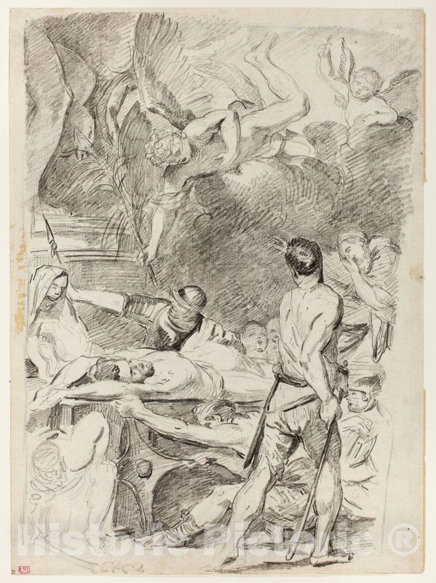 Art Print : Martyrdom of Saints Processus and Martinian, Jean Bernard Restout, c 1922, Vintage Wall Decor :