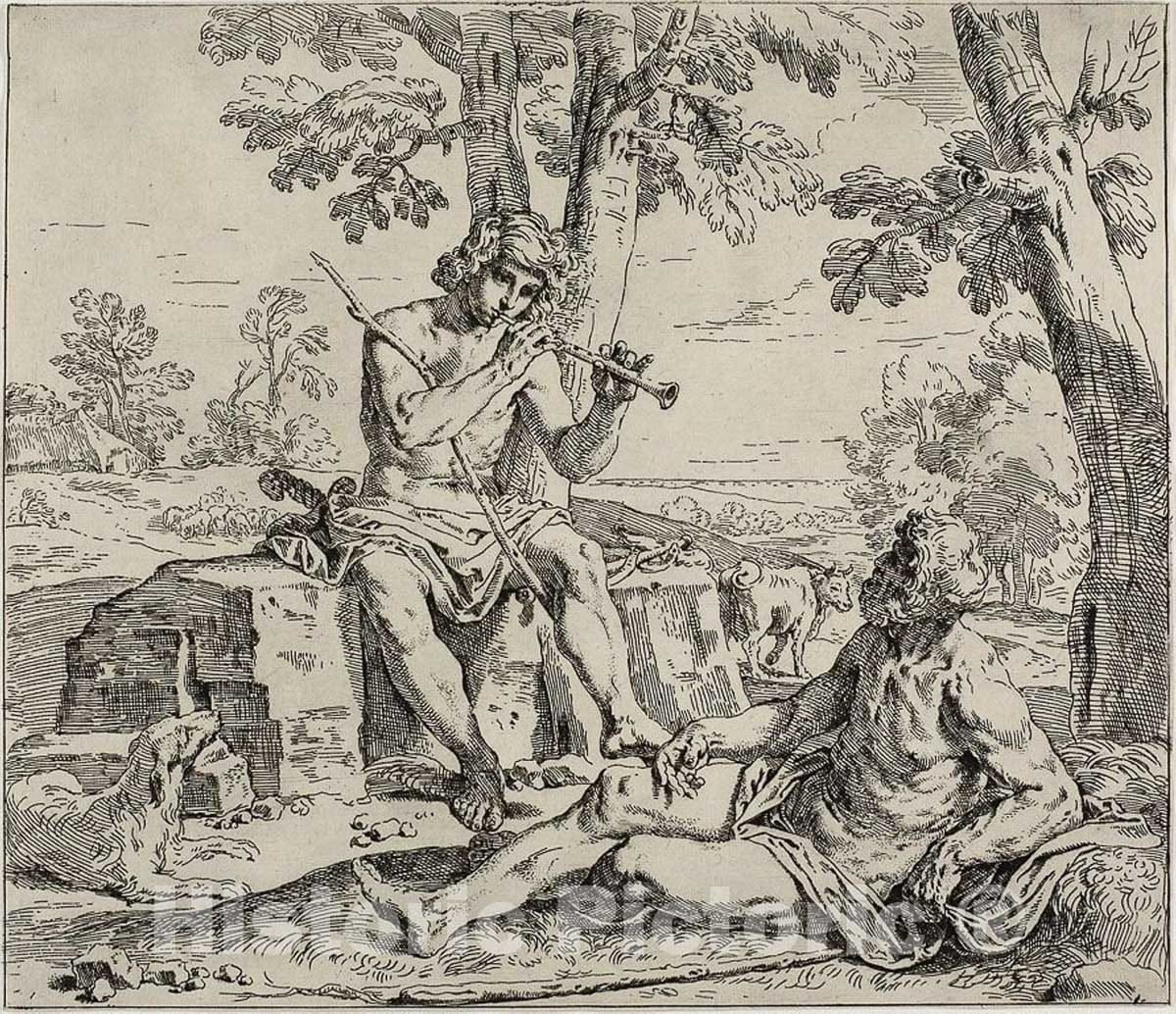 Art Print : Mercury and Argus, Simone Cantarini, c.1640, Vintage Wall Decor :