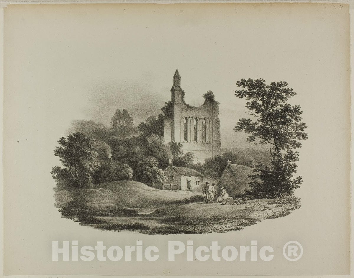 Art Print : Byland Abbey, Yorkshire, Francis Nicholson, c 1921, Vintage Wall Decor :