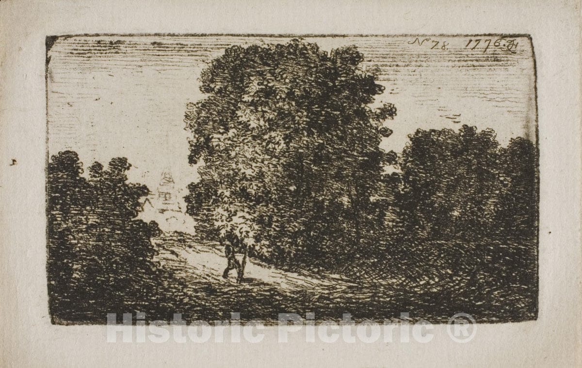 Art Print : Trees Bordering a Road, John Clerk of Eldin, c.1858, Vintage Wall Decor :