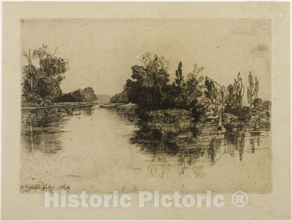 Art Print : The Island Opposite Boyles Farm, Francis Seymour Haden, c 1860, Vintage Wall Decor :