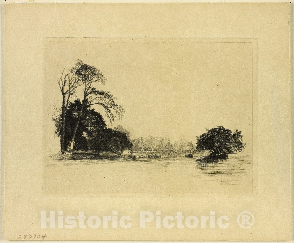 Art Print : Banks of the Thames Near London, Maxime Lalanne, c 1911, Vintage Wall Decor :