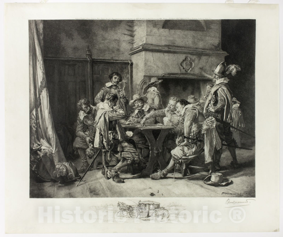 Art Print : Soldiers Playing Cards, Felix Bracquemond , c 1970, Vintage Wall Decor :