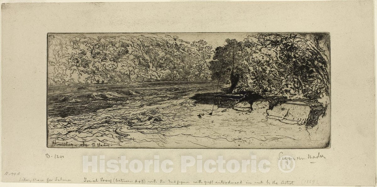 Art Print : A Likely Place for a Salmon, Francis Seymour Haden, c 1923, Vintage Wall Decor :