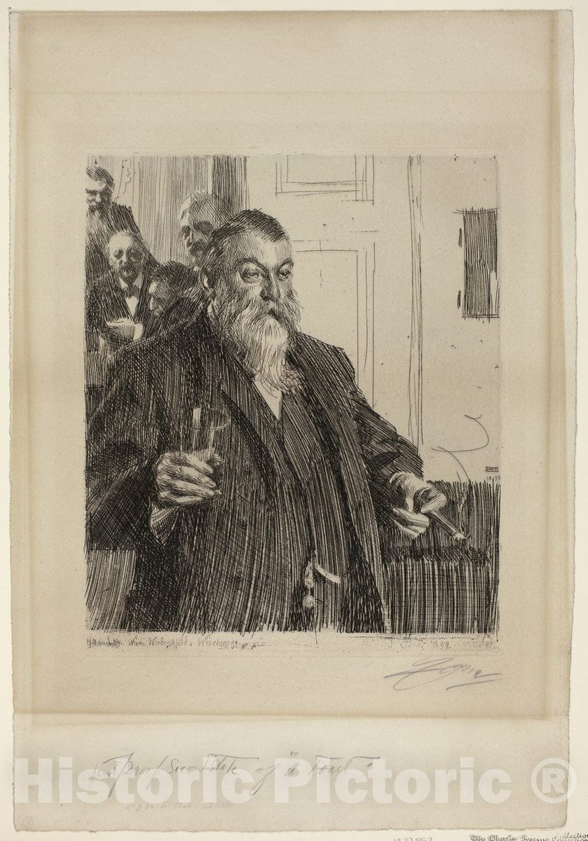 Art Print : A Toast II, Anders Zorn, c 1863, Vintage Wall Decor :