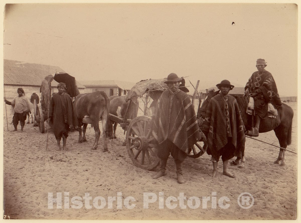 Photo Print : Group of Indians with Cart and Oxen : Vintage Wall Art