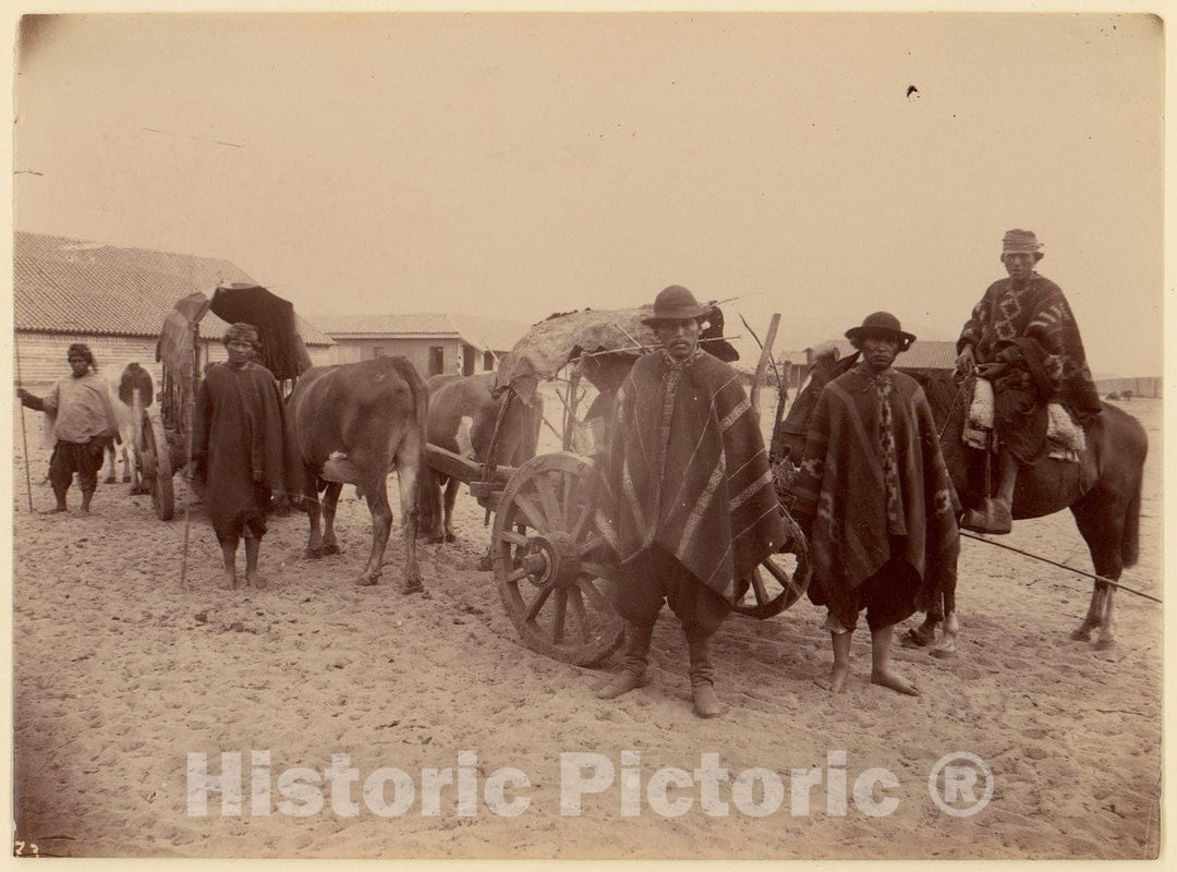 Photo Print : Group of Indians with Cart and Oxen : Vintage Wall Art