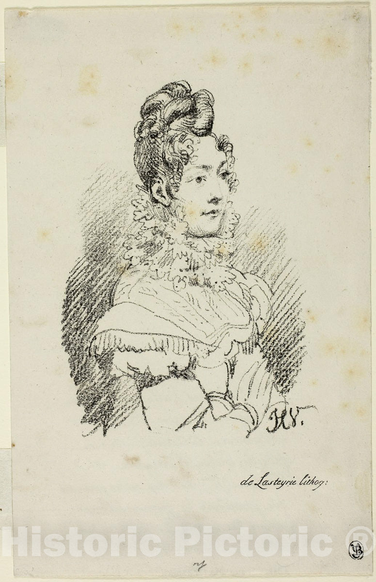 Art Print : Portrait of Madame Perregaux, Horace Vernet, c 1899, Vintage Wall Decor :