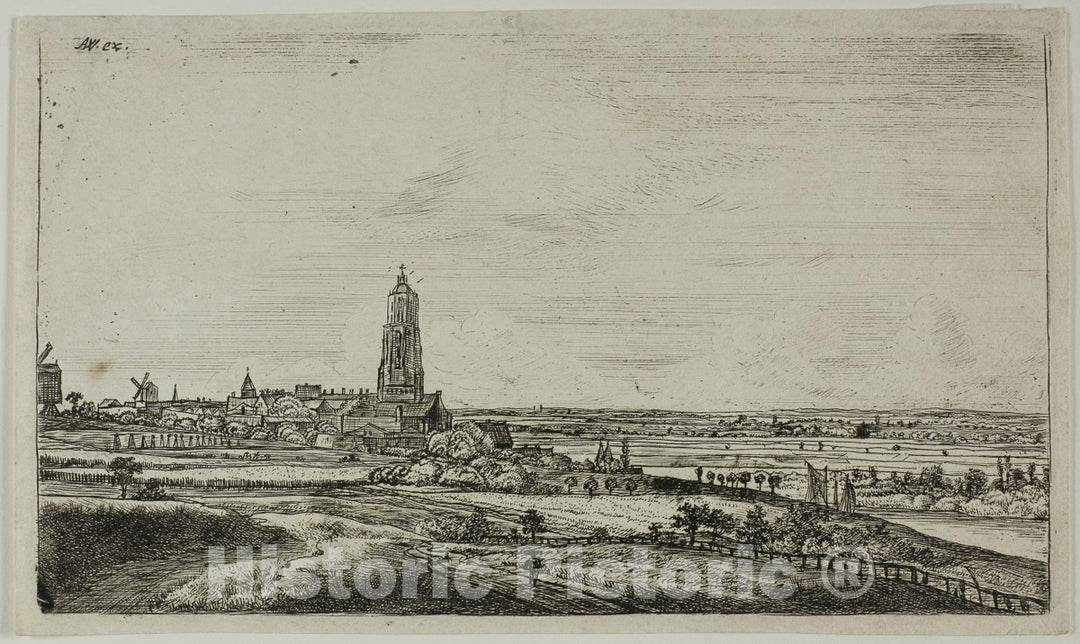 Art Print : View of a Dutch Town (Rhenan), Anthonie Waterloo, c.1587, Vintage Wall Decor :
