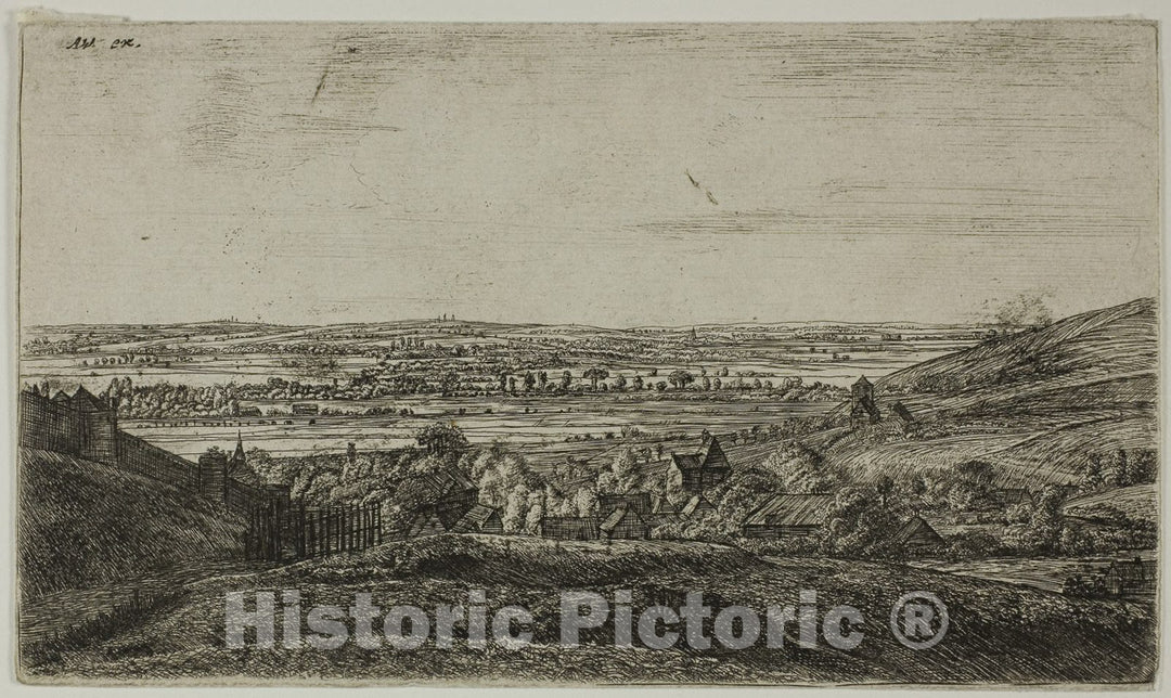 Art Print : A Town in a Valley, Anthonie Waterloo, c.1911, Vintage Wall Decor :