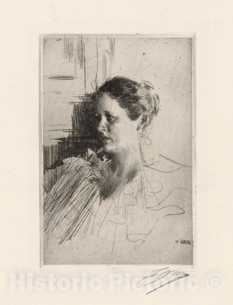 Art Print : Mrs. Nagel, Anders Zorn, c 1898, Vintage Wall Decor :