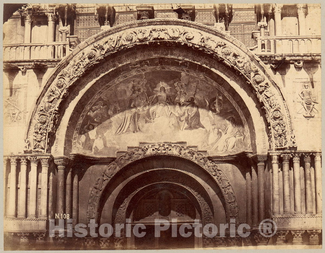 Photo Print : Church Portal with Mosaic of Christ Enthroned in Majesty : Vintage Wall Art