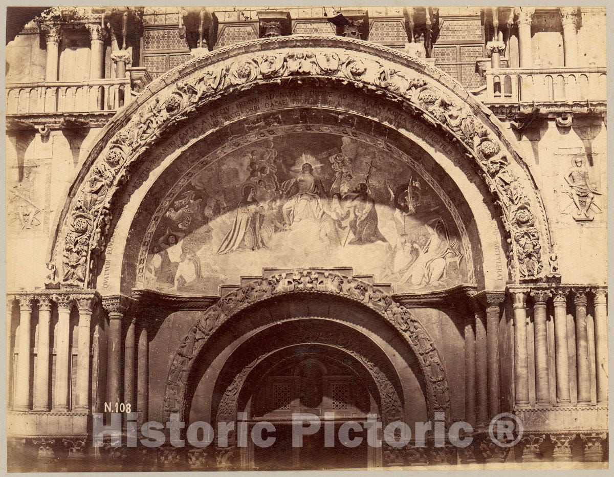 Photo Print : Church Portal with Mosaic of Christ Enthroned in Majesty : Vintage Wall Art